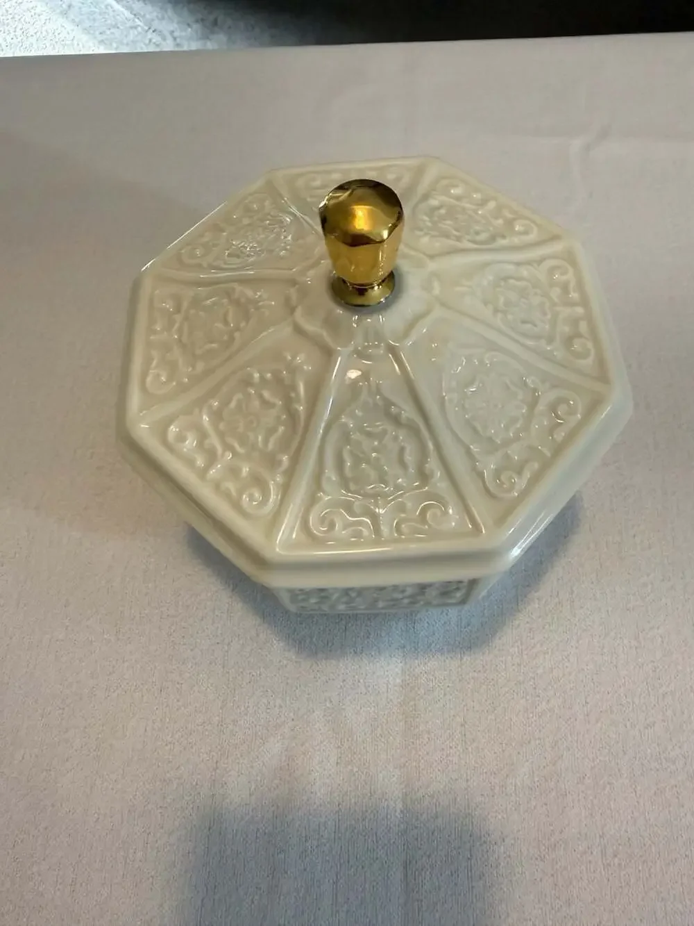 Vintage Lenox Chatham Ivory Porcelain Candy Dish with 24K Gold Trim
